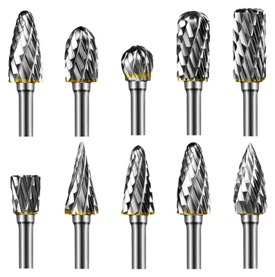 Produktbild von [10 Stück] Hartmetall Frässtifte Set, Wolfram Hartmetall Rotationsfräser, Schaftdurchmesser 3mm, für Holzschneiden, Bohren, Metallpolieren