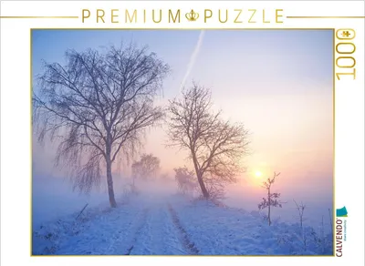 Produktbild von CALVENDO Puzzle Winterlicher Sonnenuntergang im Nebel | 1000 Teile Lege-Größe 64x48cm Foto-Puzzle für glückliche Stunden