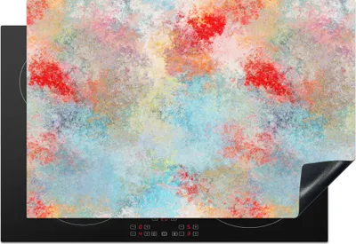 Produktbild von KitchenYeah© Herdabdeckplatte Blau - Rot - Farbe - Muster , 78x52cm, Küche Deko, Glaskeramikkochfeld Herdabdeckung, Abdeckplatte fùr Kochfeld
