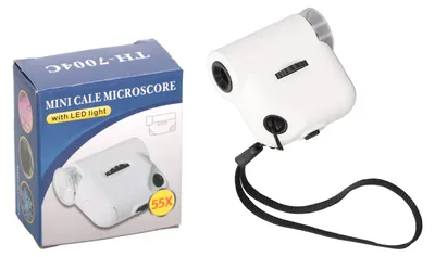 Produktbild von Mini-Mikroskop, 55-fache Vergrößerung, Taschengröße, optische HD-Acryl-Linsenlupe mit LED-Licht