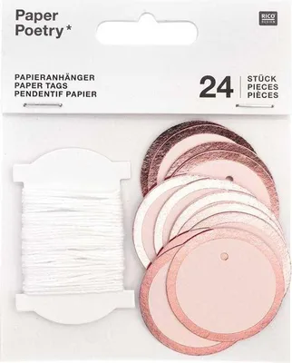 Produktbild von 24 Rosa & Silber runde hängende Etiketten