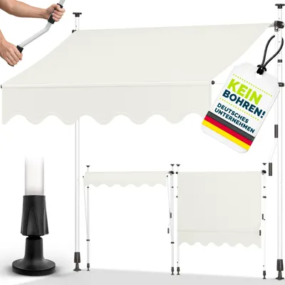 Zdjęcie produktu dla tillvex markiza balkonowa 400 cm beżowa markiza ze składanym ramieniem markiza zaciskowa markiza przeciwsłoneczna markiza balkonowa bez wiercenia