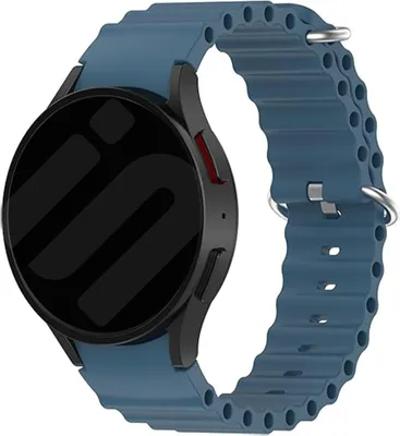 Produktbild von Strap-it Ocean Silikonarmband - passend für Samsung Galaxy Watch 4 (Classic) / Watch 5 (Pro) / Watch 6 (Classic) / Watch 7 40 & 44 mm / FE - graublau