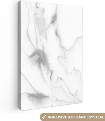 Produktbild von MuchoWow® - Leinwandbilder - Marmor - Grau - Weiß - Abstrakt - Marmoroptik, Wandbild, Wanddeko Bilder Wohnzimmer, 20x30cm