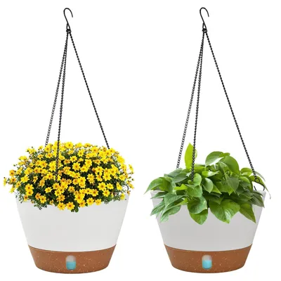 Productafbeelding van Set van 2 Hangende Bloempotten 25 cm met Zelfbewatering