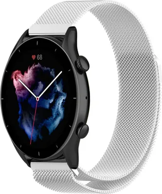 Produktbild von Strap-it Milanese Armband - Kompatibel mit Amazfit GTR 3 (Pro) Armband Ersatzarmband Edelstahl - Armband mit Magnetverschluss - Hochwertiges Material - für Smartwatch 22mm Armband Silber