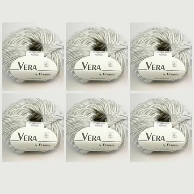 Obrázek produktu pro 6x Vera by Permin – celoroční příze z chainette, baby alpaky a bavlny (125 m/50 g) (20 světle šedá melírovaná)