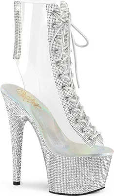 Produktbild von Pleaser BEJEWELED-1016C-2-7 Plateau Stiefeletten Transparent - Silber EU 37