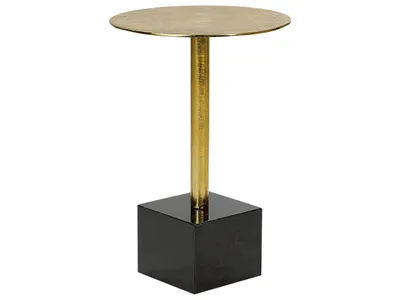 Produktbild von BELIANI Beistelltisch Gold u. Schwarz aus Metall Marmor Rund ⌀ 30 cm Elegantes Modernes Design für Wohnzimmer Schlafzimmer