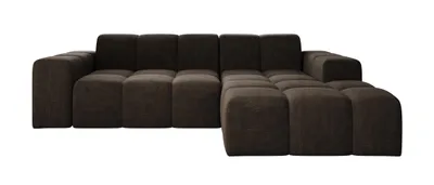 Produktbild von Sofa ohne Schlaffuktion, Ecksofa L-Form Veloursstoff, Rechts Sofa, Braun Fogo