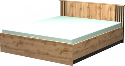 Produktbild von BETTSO Doppelbett Lamelo 160x200 cm mit Bettkasten Gasdruckfeder Ehebett Holzbett Kopfteil Lamellenoptik Eiche Wotan Schwarz Matt Schlafzimmer