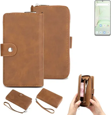 Produktbild von K-S-Trade Handyhülle Schutzhülle kompatibel mit UMIDIGI G9C & Portemonnee Tasche Handytasche Case Etui Geldbörse Wallet braun (1x)
