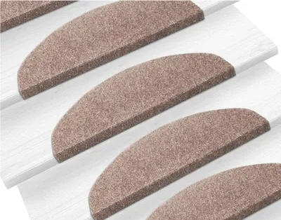 Produktbild von 15-tlg Treppenmatten  Selbstkleb Treppenmatten Stufenmatte 65x21x4cm Nadelvlies Halbrund braun