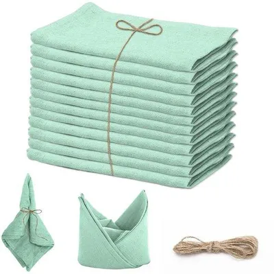 Produktbild von Ibenzoa® Elegantes Stoffservietten-Set (12 Stück) 40 x 40 cm, wiederverwendbar, 80% Baumwolle/20% Leinen – Tafeldeko für Hochzeit & Feier