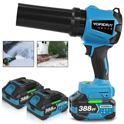 Produktbild von Akku-Gebläse Bürstenloses Laubbläser 300 m/s Schneefräse Turbo Jet Gebläse mit 2x Akkus für Auto,Garten,Laub,Staub & Schnee