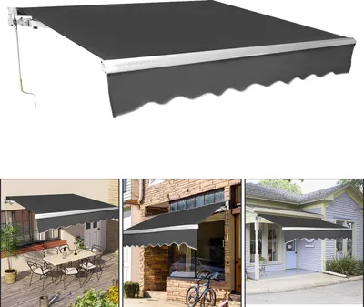Produktbild von TolleTour Gelenkarmmarkise 300x250cm einziehbare Markise Sonnenschutz Balkonmarkise Gelenkarmmarkise Gelenkarm Sonnenschutz Grau