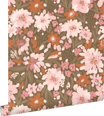 Produktbild von ESTAhome Tapete Blumen Hellrosa, Terrakotta und Graugrün 50 x 900 cm