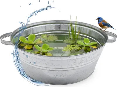 Immagine prodotto di Vaso da fiori in zinco da 13 litri con manici - 40 x 14 cm - Vasca da giardino in metallo zincato argento
