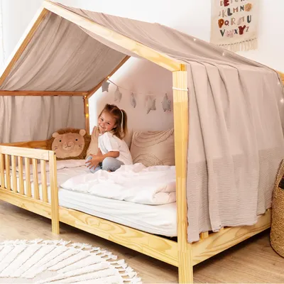 Produktbild von Himmel für Hausbett aus Musselin - Länge 320, 360 oder 420 cm
