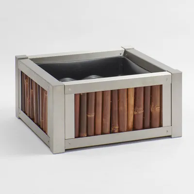 Produktbild von BambusBASIS Terrassenteich - H: 35cm x B: 70cm x T: 70cm, V2A, Bambus dunkel