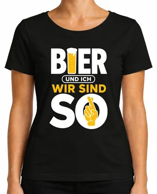 Produktbild von Bier und ich wir sind so Lustig Saufen Party Vatertag Alkohol JGA Damen T-Shirt, Schwarz, L