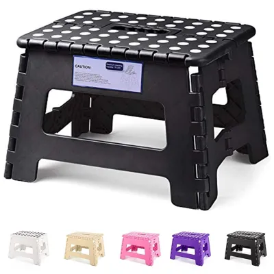 Produktbild von Tritthocker Klappbar Klapphocker Faltbar Höhe 23cm für Kinder und Erwachsene Bade Küchen - Schwarz