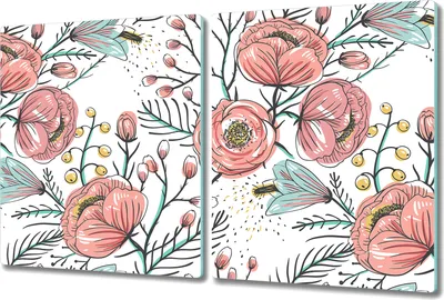 Produktbild von Glas Schneidebrett Herdabdeckplatten Schneideplatten - 2x 40x52 cm - Bunte Blumen