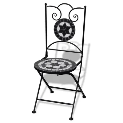Image de vidaXL Chaises de bistrot pliantes 2 pcs. Céramique noire et blanche