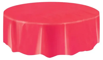 Produktbild von Runde rote Plastik-Tischdecke, abwaschbar, ca. 213 cm Durchmesser