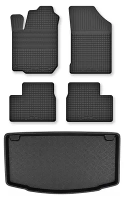 Produktbild von Gummimatten + Kofferraumwanne für Kia Picanto III 2017- (Standard-Kofferraum) – Schwarz, Semi-Universal, angepasst – Wielganizator Semi-Universal