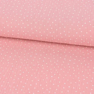 Produktbild von Musselinstoff Meterware Baumwolle Punkte rosa weiß 1,30m