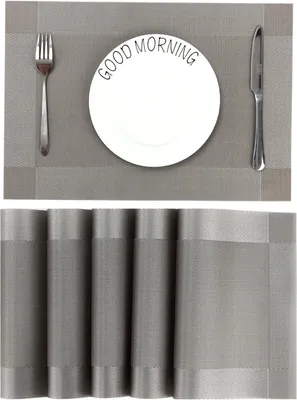 Produktbild von OKWISH 6er Set Platzset Abwischbar,Tischset Abwaschbar PVC Abgrifffeste Hitzebeständig rutschfest Platzdeckchen für Küche,Zuhause,Restaurant,45x30cm