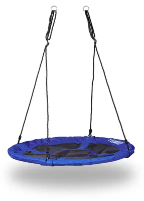 Productafbeelding van Relaxdays Hangschommel in de vorm van een nest, rond, geschikt tot 100 kg, met een gesloten zitvlak, voor in de tuin, afmetingen: 150 x 110 x 110 cm, donkerblauw