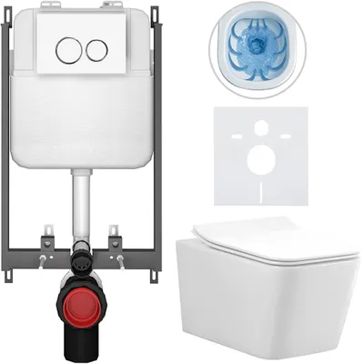 Obrázek produktu pro CERANO - Podomítkový WC set Forte - bílá lesklá - tlačítko Prime/Duoalo, bílé - pro zazdění - 51x36 cm
