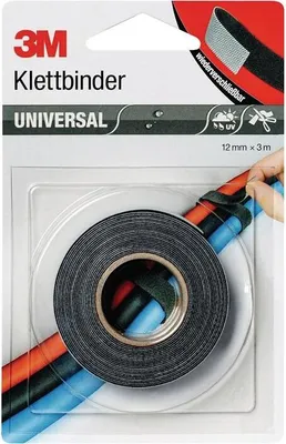 Produktbild von Klettbinder grau/schwarz L.3m B.12mm Rl.3M