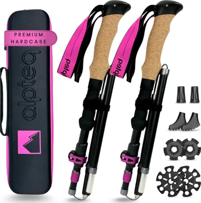 Produktbild von Alpteq® Dachstein - faltbare Wanderstöcke aus Aluminium | Pink 100-120 cm