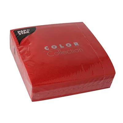 Produktbild von PAPSTAR 50 Servietten, 3-lagig 1/4-Falz 33 cm x 33 cm rot | Folie (50 Stück)