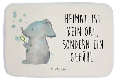 Produktbild von Mr. & Mrs. Panda Badezimmerteppich Elefant Seifenblasen - Weiß - Geschenk, Liebe, Gute Laune, Elefanten, Liebesbeweis, duschmatte, Badematte, Liebesspruch, Badvorleger
