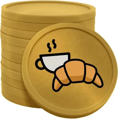 Produktbild von CombiCraft Kunststoff Wertmarken Chips Kaffee & Croissant in Gold- 100 Stück - Ø29 mm