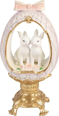 Zdjęcie produktu dla Clayre & Eef Figurka dekoracyjna jajko 17x12x31 cm biały plastik