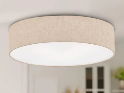 Produktbild von Deckenleuchte, Metall, Leinen, Weiß, D 60 cm
