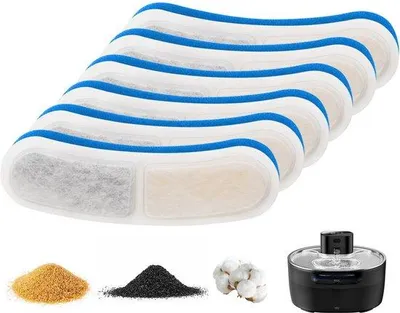 Image de Lot de 6 filtres pour fontaines à eau pour chats, filtres de protection de l'eau pour fontaines à eau pour chats, filtres sans tuyau pour fontaines à eau pour chats