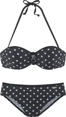 Produktbild von LASCANA Bügel-Bandeau-Bikini schwarz-weiß Größe 34 Cup E
