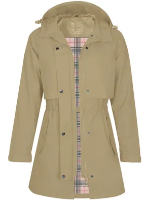Produktbild von ATLASLAVA Damen Regenjacke Regenmantel Wasserdicht Kapuze Women Rain Jacke Übergangsjacke Outdoor Frühling Sommer Herbst, XL, Khaki