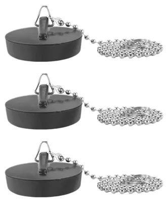 Produktbild von Set mit 3 Abflussstopfen, Gummistopfen für Spülbecken mit 40 cm Kette, Abflussstopfen für Spülbecken, Gummistopfen für Spülbecken mit Haken, Spülbeckenstopfen für Badewanne, Küche, Badezimmer