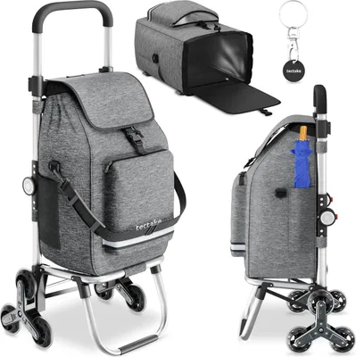 Produktbild von tectake® Einkaufstrolley Shopper 3-in-1, Nutzung auch als Umhängetasche und Sackkarre, 50 l inkl. Kühltasche, leichtgängige Treppensteiger-Räder