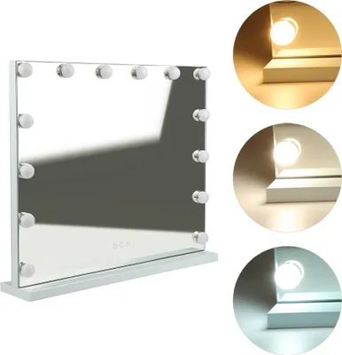 Produktbild von Dazhom® LED Schminkspiegel mit Beleuchtung,Hollywood Spiegel Stehspiegel für Badzimmer Schminktisch 62x52cm