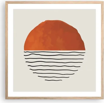 Produktbild von Gerahmtes Poster - Rahmen in heller Eiche - Modern Sonne Meer - 60x60 cm - Wand Bild - Wanddeko - Wandbilder - Kunstposter - Wandposter - Bilderrahmen - Bilder - Kunstdruck - P2NAC60x60-4512