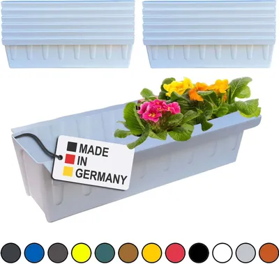 Image de Hossi's Wholesale 12 inserts de jardinières pour palettes Euro | avec système de suspension à accrocher | 37,3cm blanc | jardinière pour palette Euro | jardinière de balcon | pot de fleurs | extrêmement stable