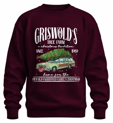 Immagine prodotto di Griswold's Tree Farm Tradizione natalizia Tannenbaum Weihnachten Felpa Unisex Pullover, Borgogna, M
